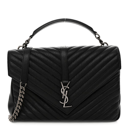 Saint Laurent Sheepskin Matelasse Chevron Monogram Large College Satchel Black 1 of 11