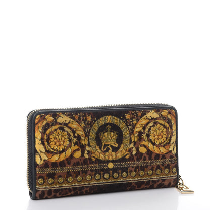 Versace Felt Barocco Print Zip Around Wallet Black Gold 3 of 11