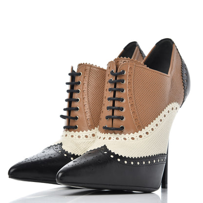 Gucci Malaga Kid Womens Gia Brogue Lace Up Stilettos 39.5 Black Brown 3 of 14