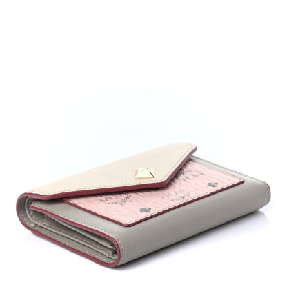 MCM Visetos Mini Love Letter Flap Wallet Pink Beige 4 of 7