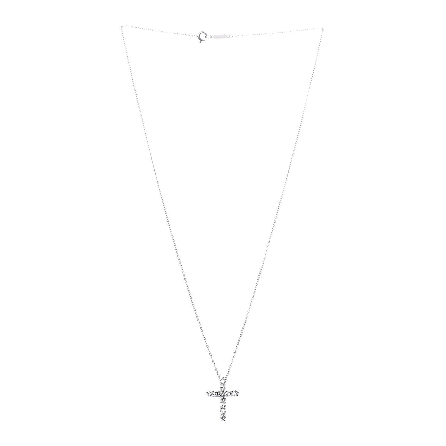 Tiffany Platinum Diamond Small Cross Pendant Necklace 3 of 6