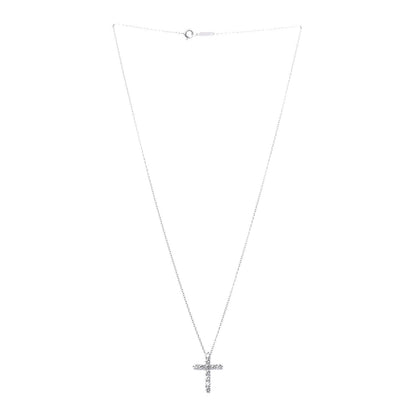 Tiffany Platinum Diamond Small Cross Pendant Necklace 3 of 6