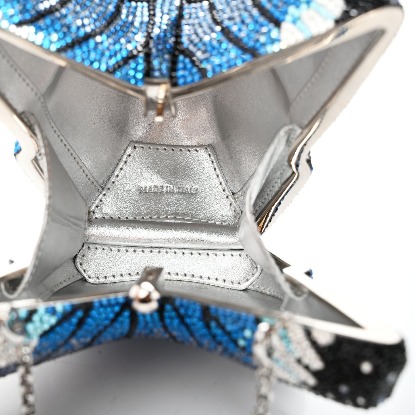 Crystal Butterfly Mariposa Minaudiere Clutch Blue
