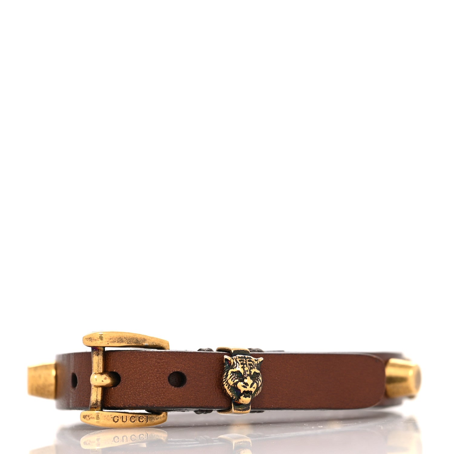 Gucci Calfskin Feline Heads Bracelet Brown 3 of 4