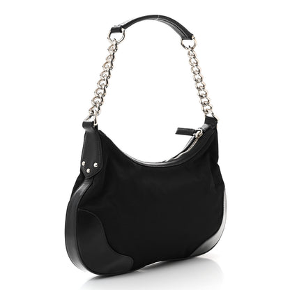 Prada Tessuto Nylon Calfskin Chain Shoulder Bag Black 3 of 11