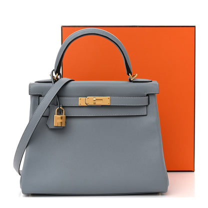 Hermes Evercolor Kelly Retourne 28 Bleu Lin 13 of 13