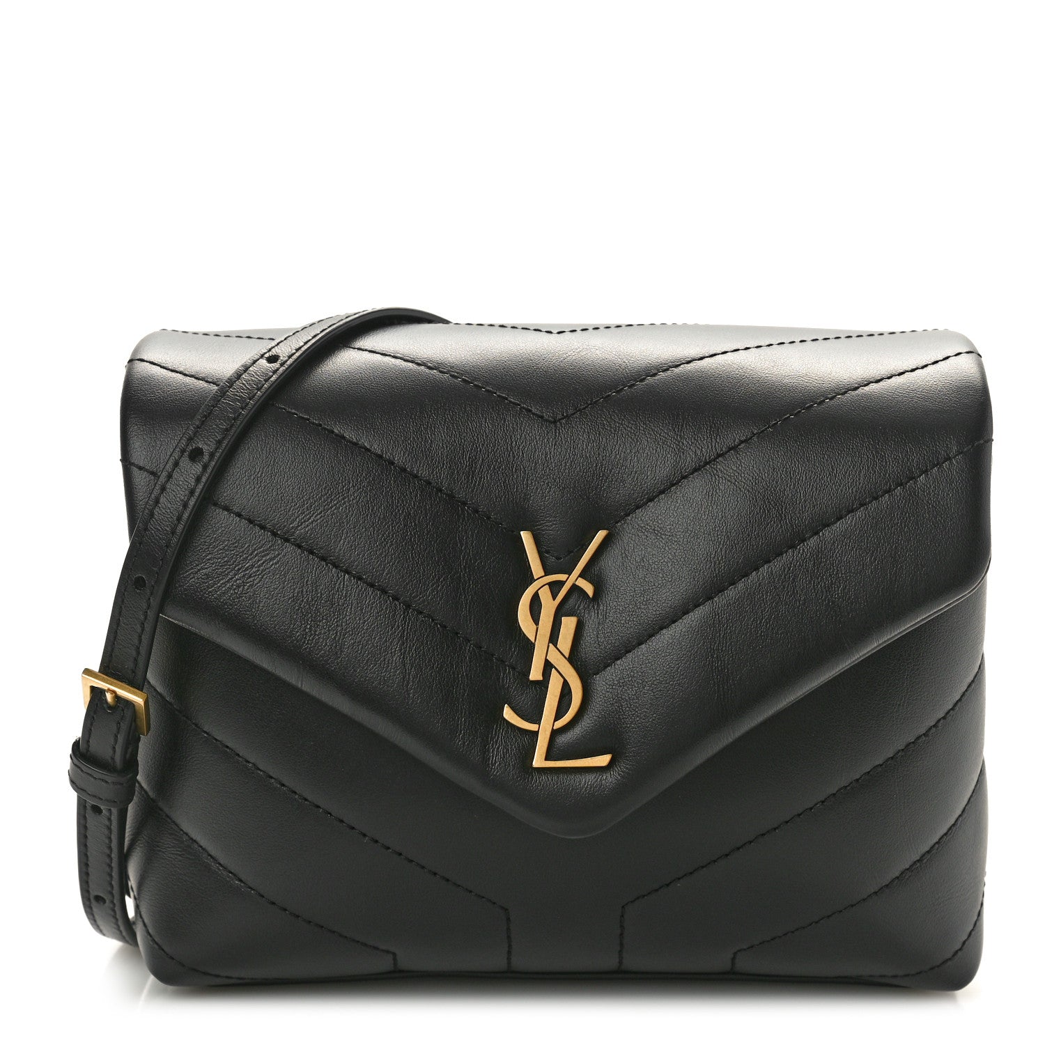 Saint Laurent Calfskin Y Quilted Monogram Toy Loulou Crossbody Bag Black 1 of 11