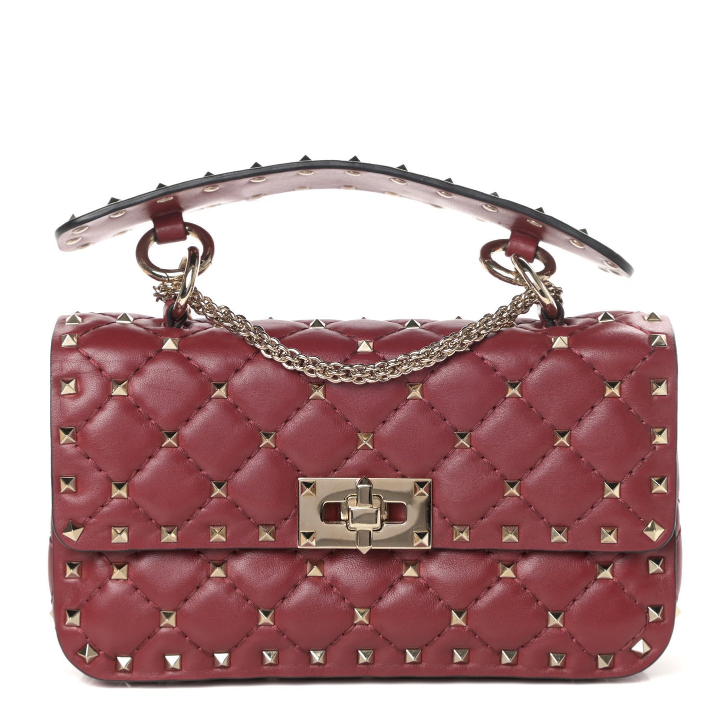 Nappa Small Rockstud Spike Shoulder Bag Rubino