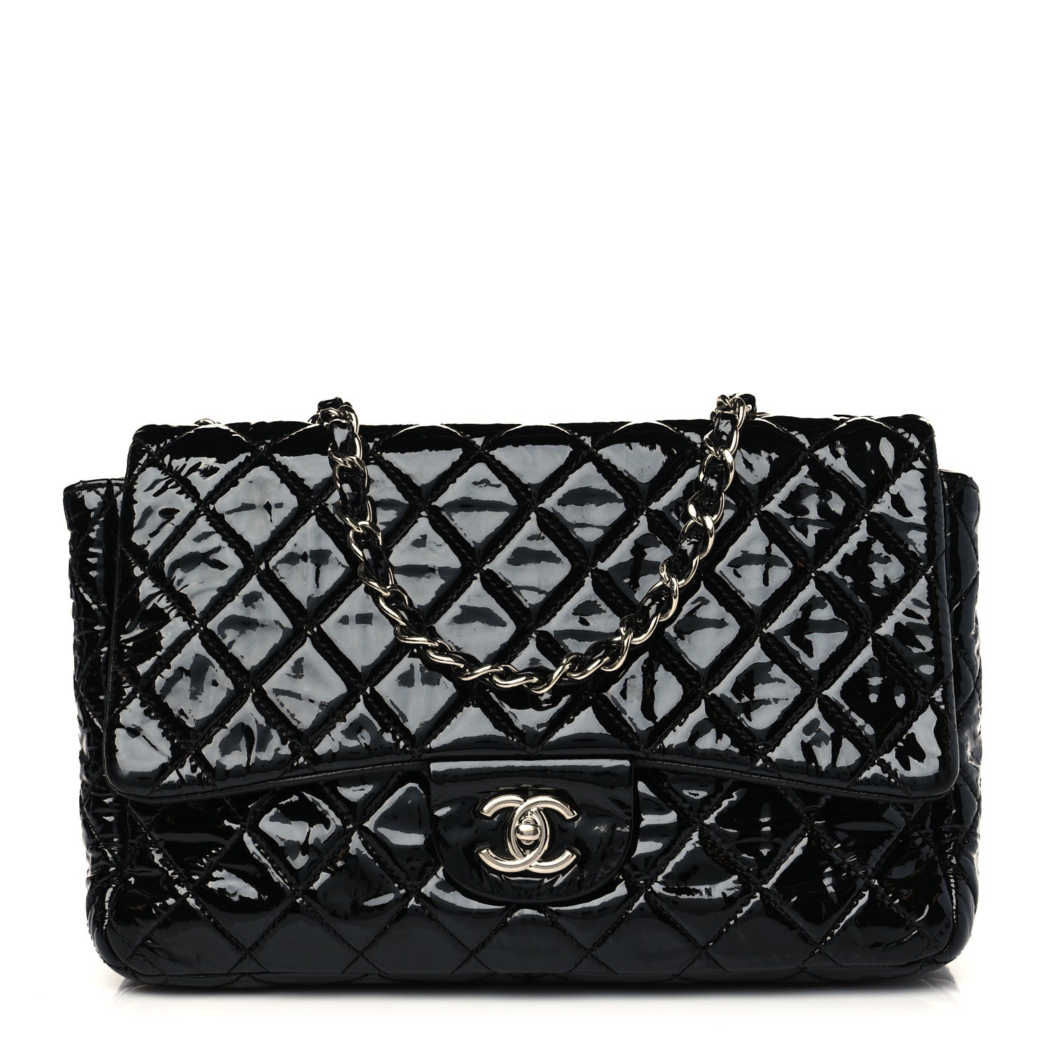 Chanel Patent Quilted Jumbo Single Flap Black 1 of 11