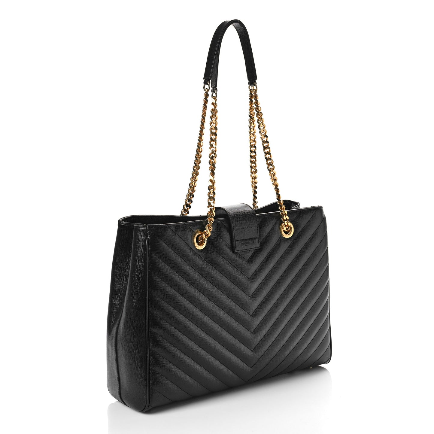Grain De Poudre Matelasse Chevron Monogram Shopping Bag Black