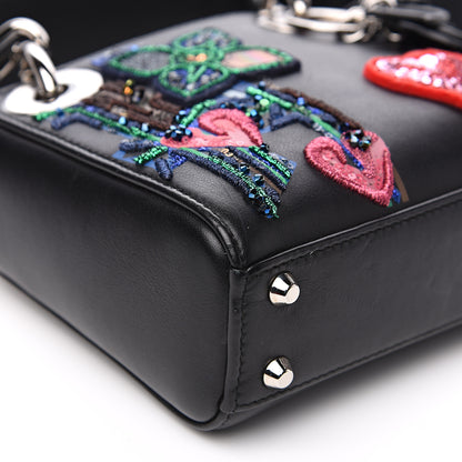 Christian Dior Smooth Calfskin Embroidered Micro Lady Dior Black 8 of 10