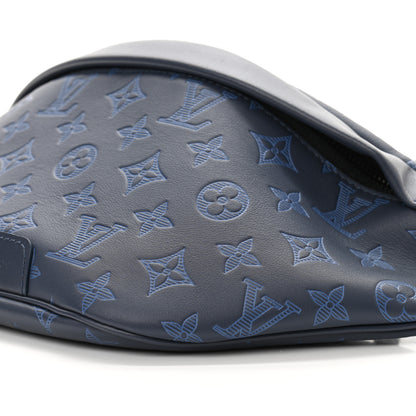 Louis Vuitton Calfskin Monogram Shadow Discovery Bumbag PM Navy Blue 9 of 10