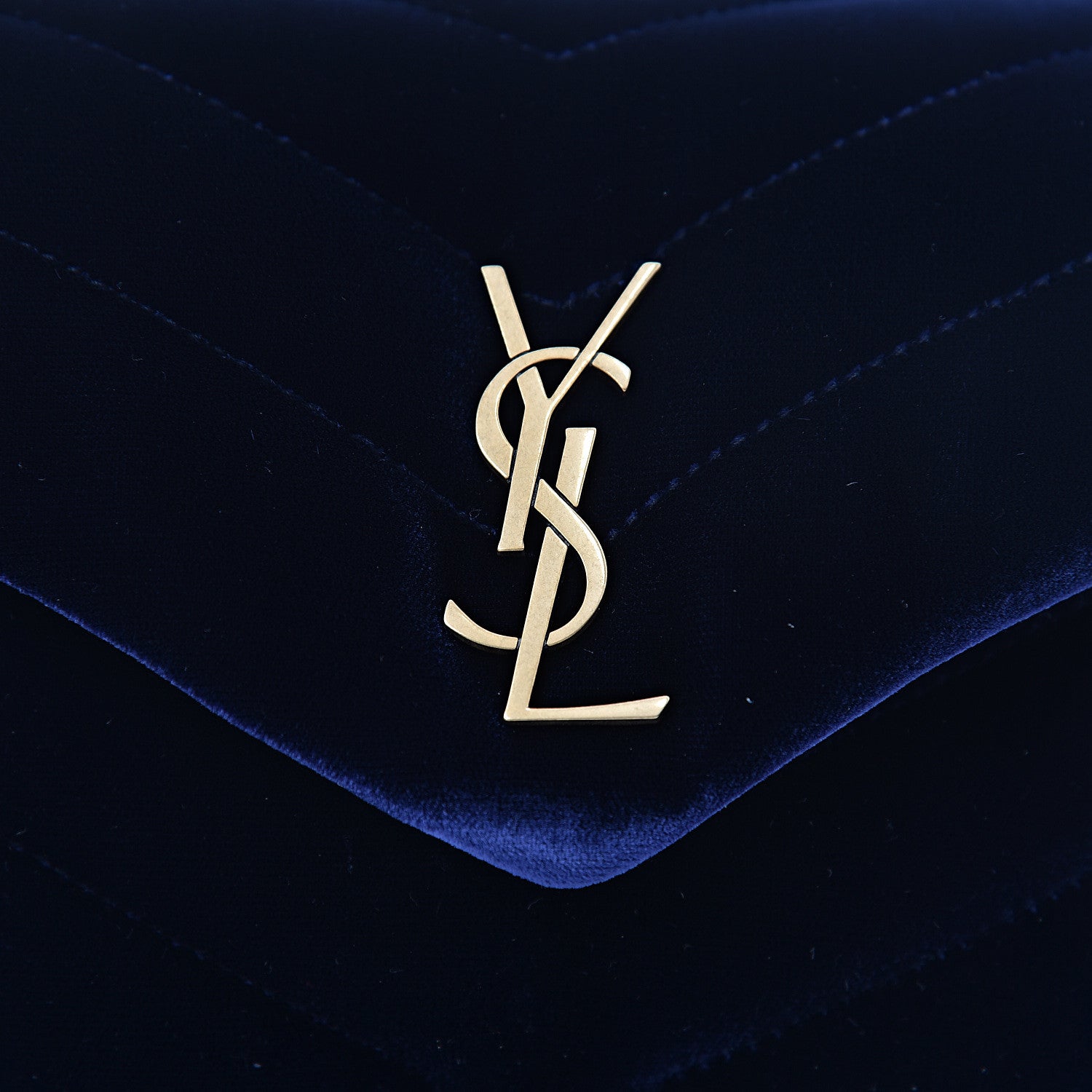 Saint Laurent Velvet Y Quilted Monogram Toy Loulou Crossbody Bag Navy 10 of 11