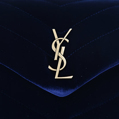 Saint Laurent Velvet Y Quilted Monogram Toy Loulou Crossbody Bag Navy 10 of 11