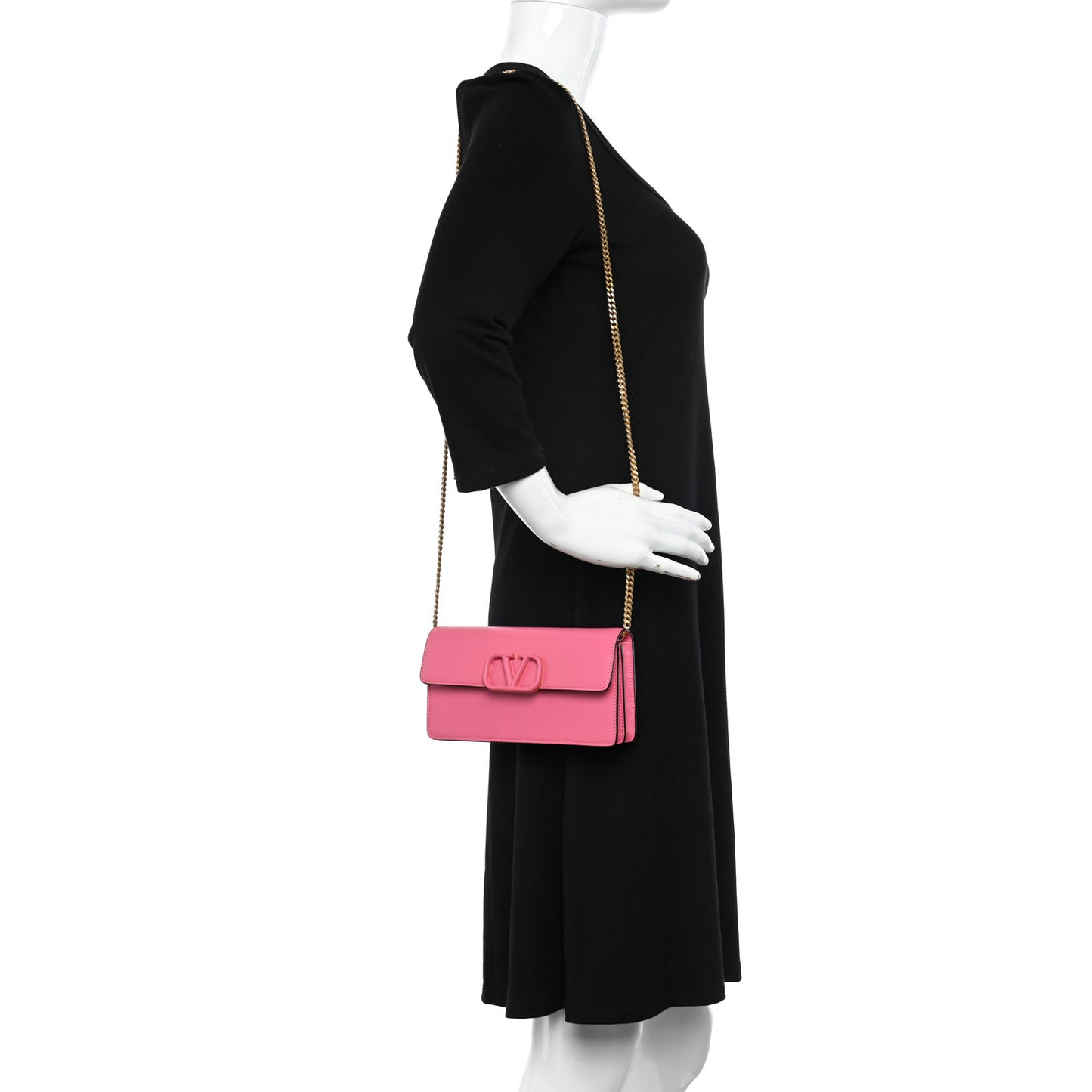 Smooth Calfksin Vlogo Wallet On Chain Feminine Pink