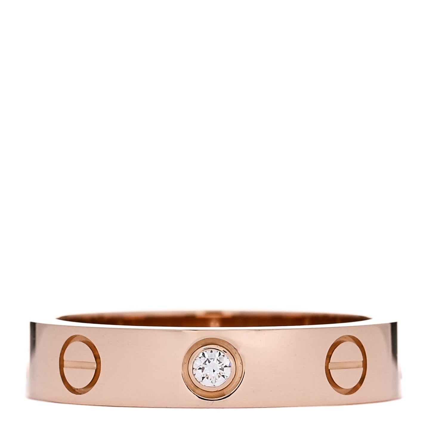 18K Pink Gold Diamond 4mm LOVE Wedding Band Ring 49 4.75