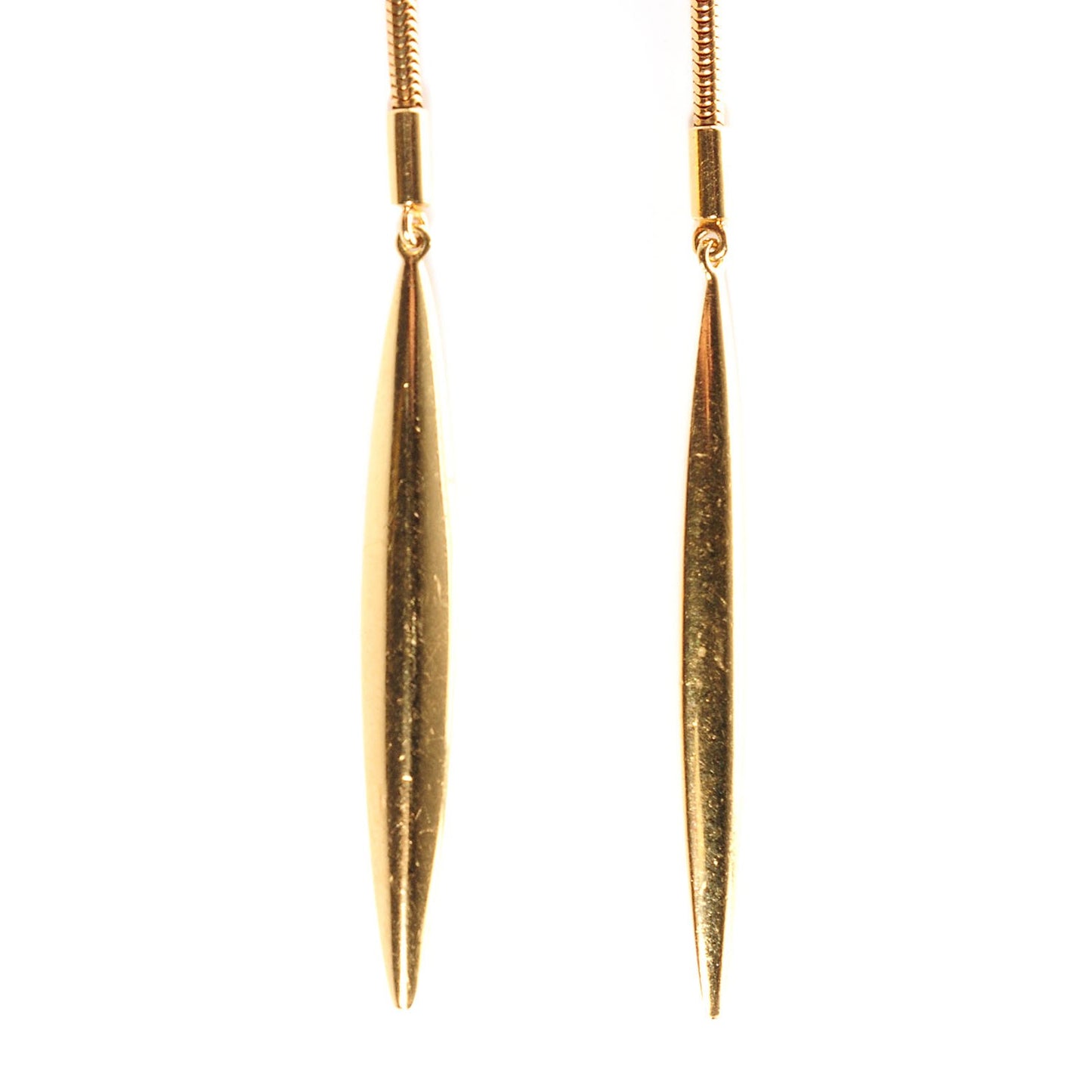 18k Yellow Gold Feather Snake Chain Lariat Necklace