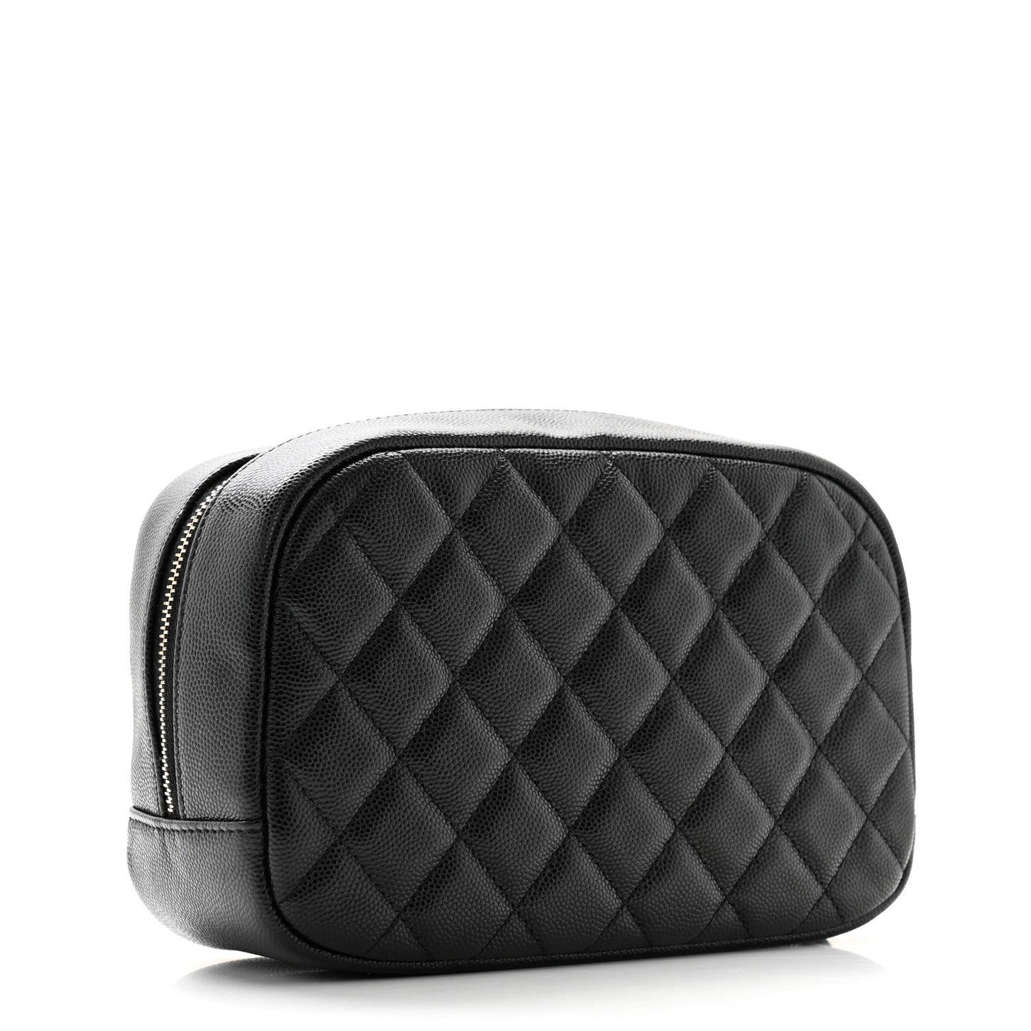 Caviar Quilted Medium Curvy Pouch Cosmetic Case Black