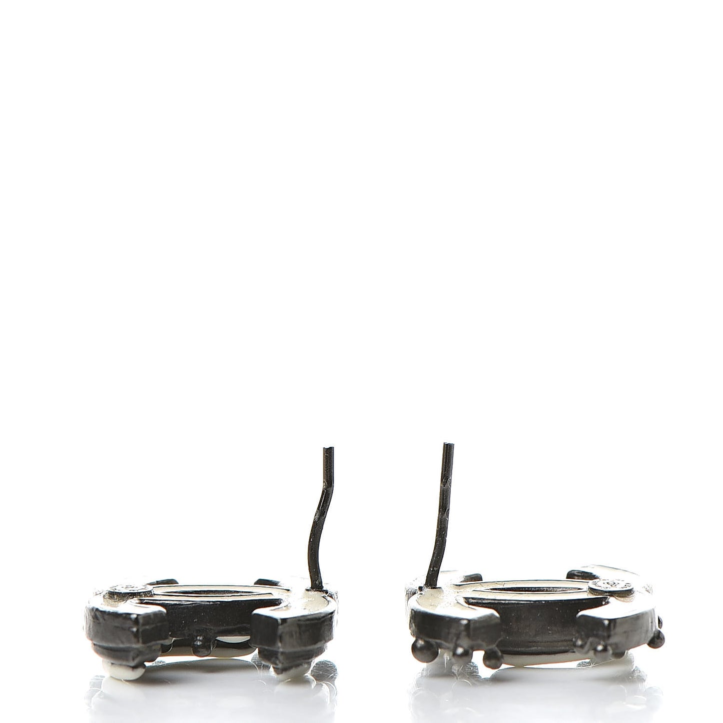 Ruthenium Enamel CC Earrings White Black