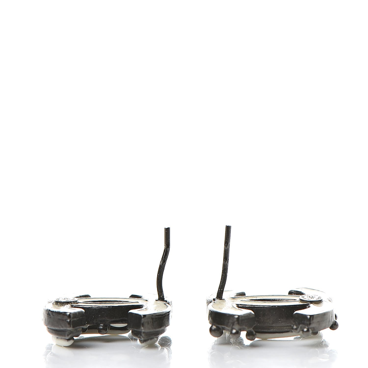 Chanel Ruthenium Enamel CC Earrings White Black 5 of 5