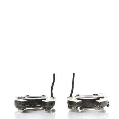 Chanel Ruthenium Enamel CC Earrings White Black 5 of 5