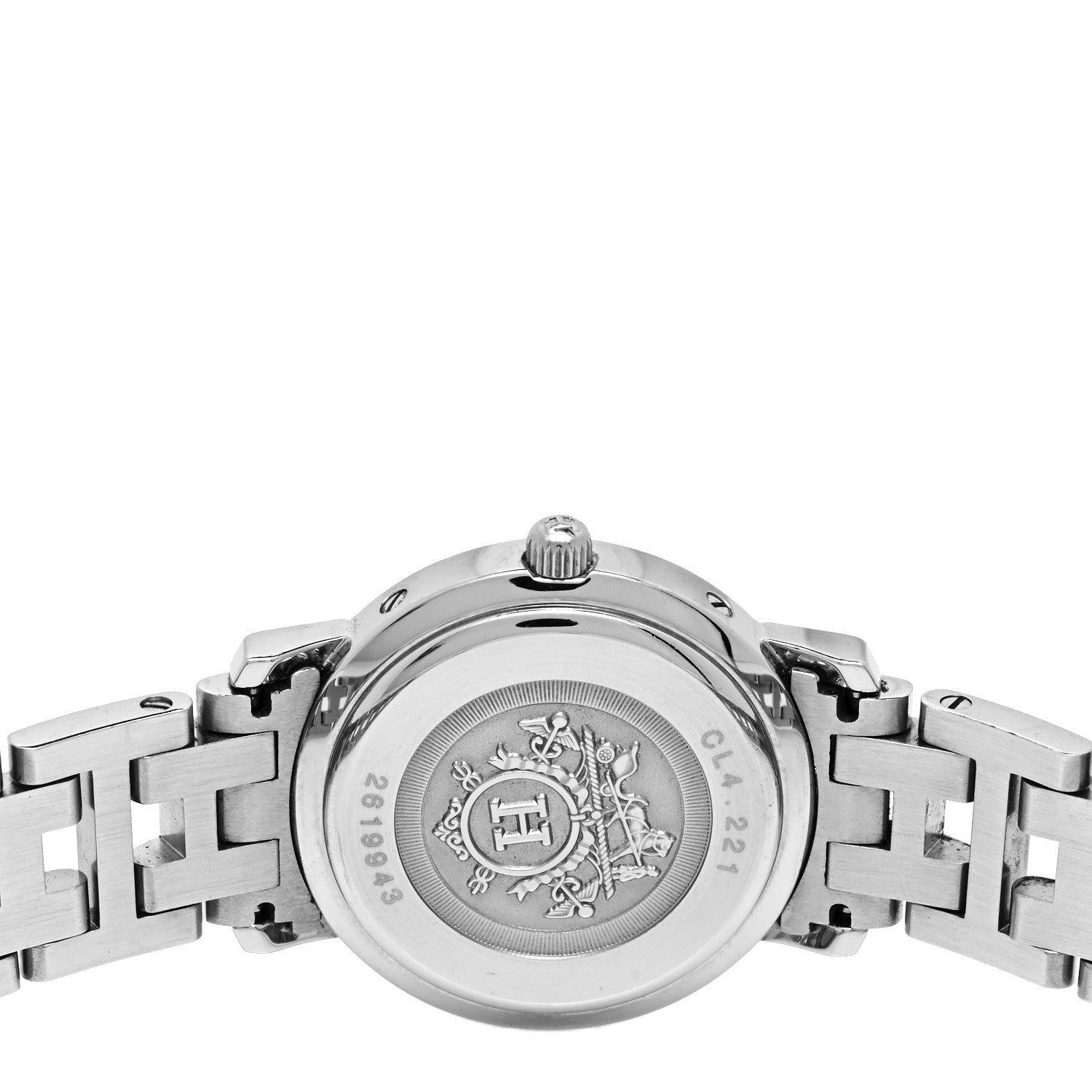Hermes Stainless Steel Mother of Pearl 24mm Clipper Quartz Watch Rose Gold 4 of 5
