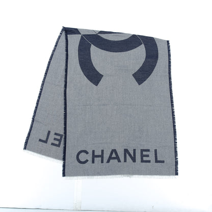 Chanel Cashmere Silk CC Logo Stole Navy 2 of 7