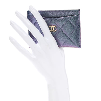 Chanel Iridescent Caviar Quilted Card Holder Dark Blue 2 of 9