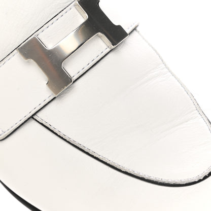 Hermes Calfskin Womens Paris Loafers 37 White 9 of 10