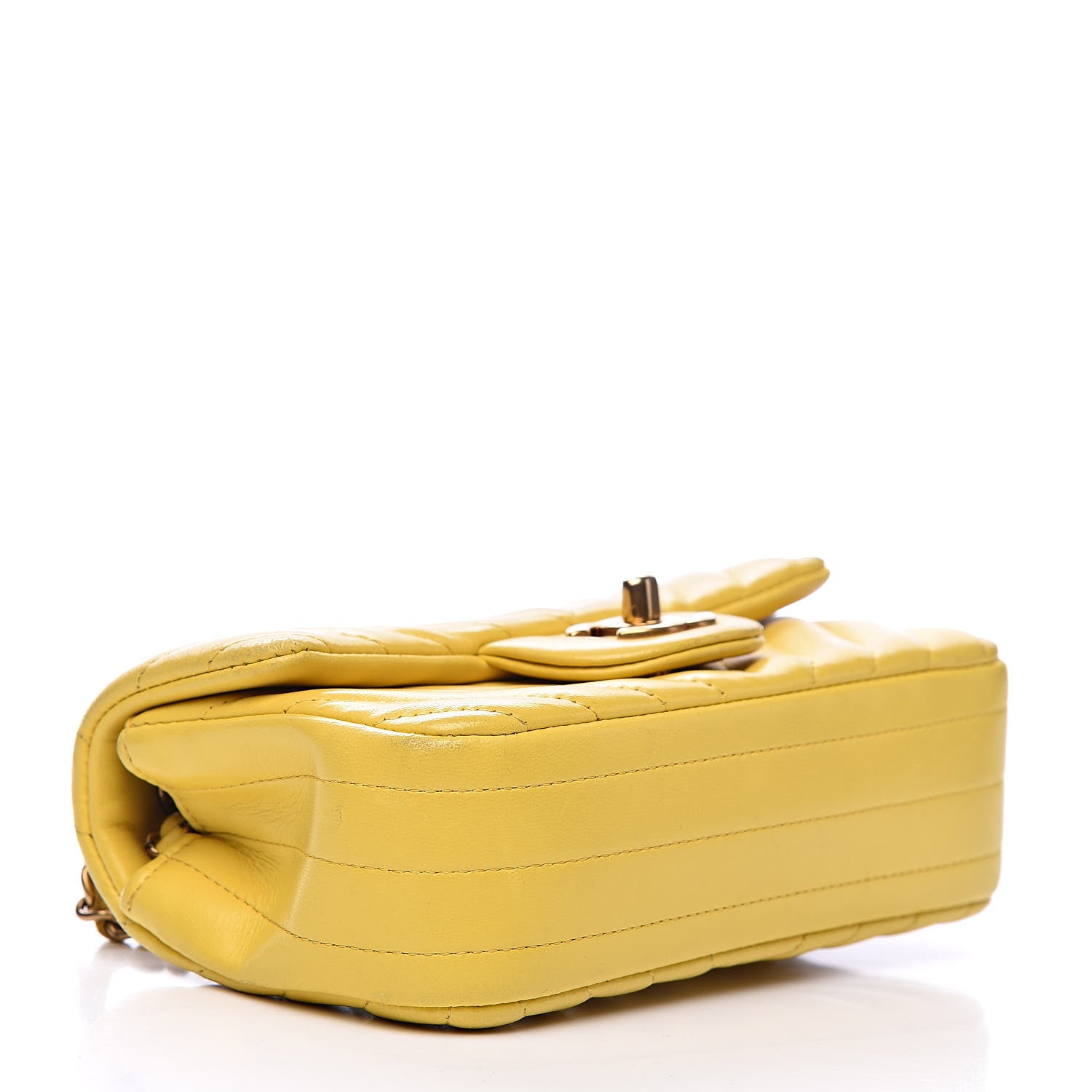 Chanel Lambskin Chevron Quilted Extra Mini Rectangular Flap Yellow 4 of 18