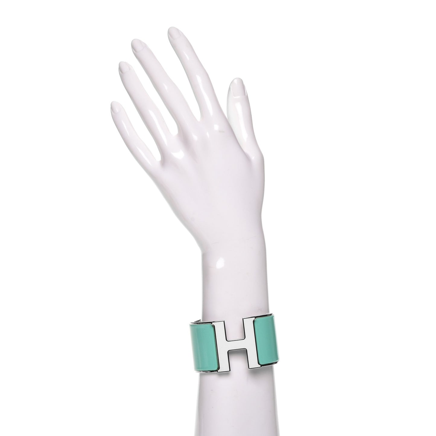 Enamel Extra Wide Clic Clac H Bracelet PM Lagon White