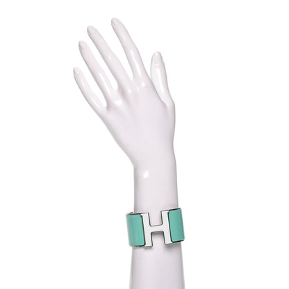 Hermes Enamel Extra Wide Clic Clac H Bracelet PM Lagon White 2 of 6