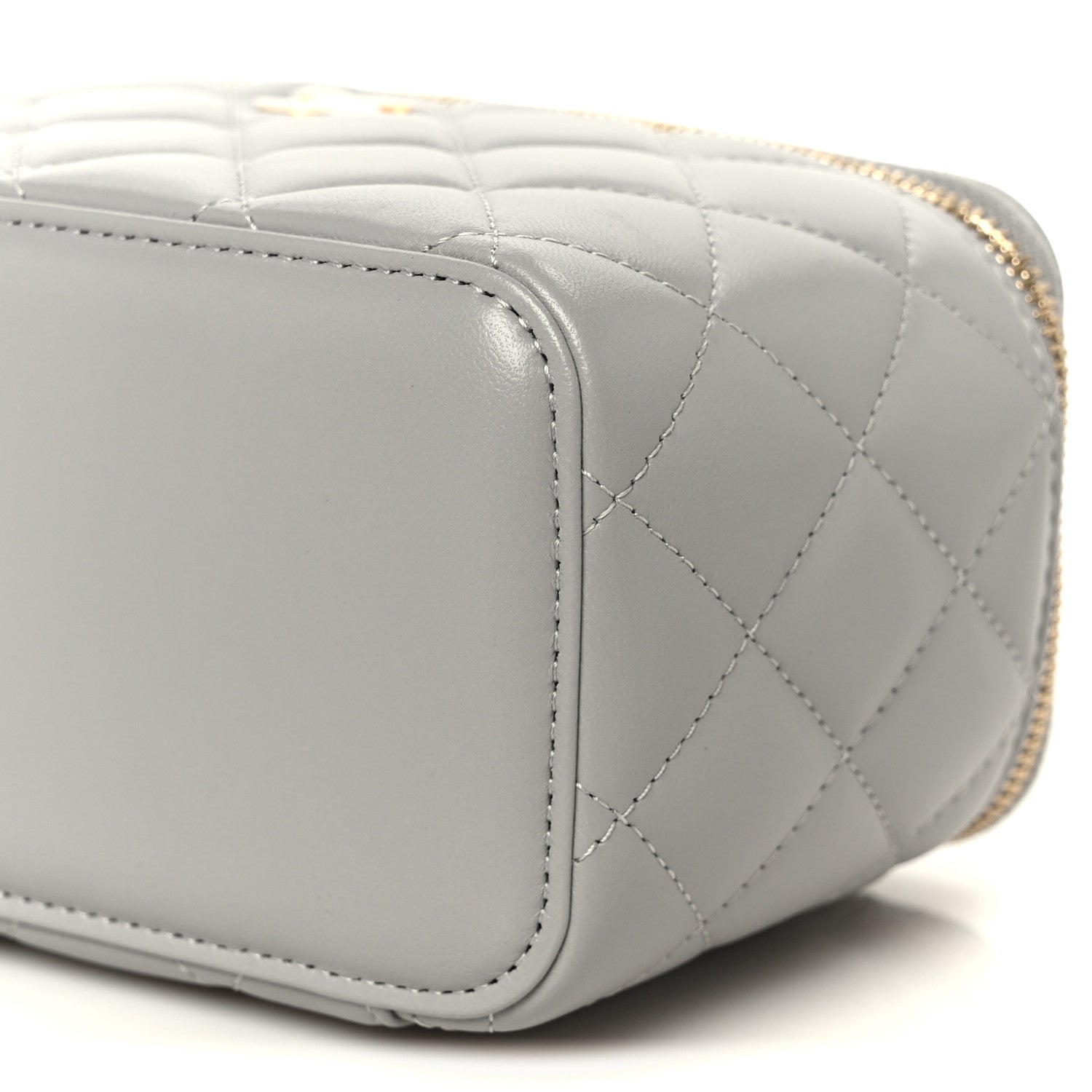 Chanel Lambskin Quilted Small Pearl Crush Vanity Case With Chain Grey 10 of 10