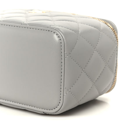 Chanel Lambskin Quilted Small Pearl Crush Vanity Case With Chain Grey 10 of 10