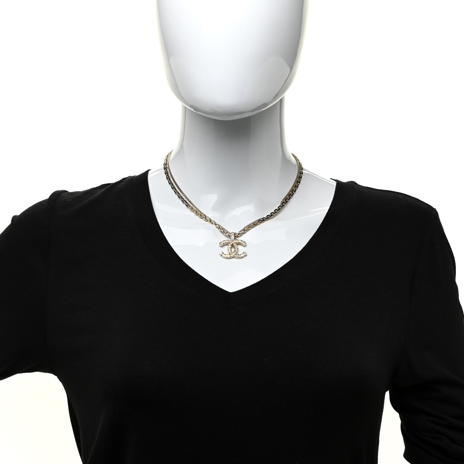Chanel Crystal CC Multi Strand Chain Necklace Gold 2 of 6