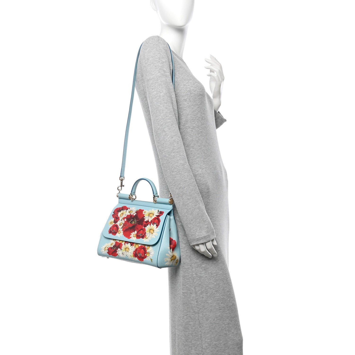 Dolce & Gabbana Dauphine St.Giap Papaveri Print Medium Miss Sicily Satchel Celeste 2 of 9