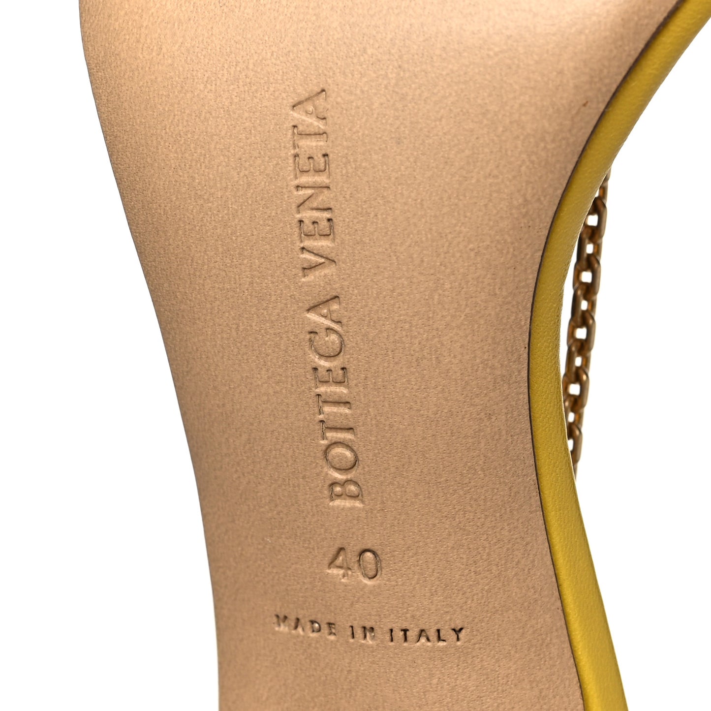 Lambskin Stretch Chain Strap 90mm Sandals 40 Buttercup