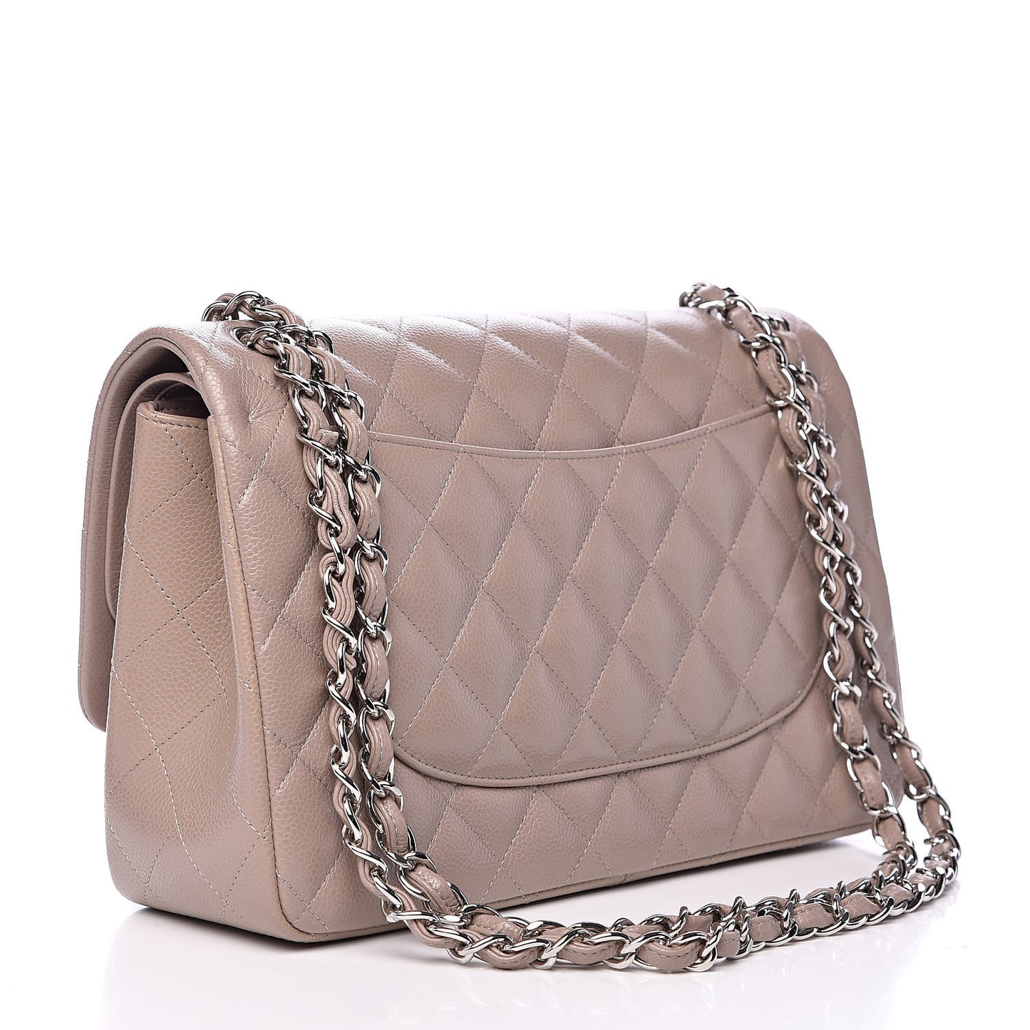 Caviar Quilted Jumbo Double Flap Taupe