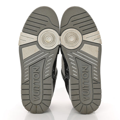 Louis Vuitton Calfskin Embossed Monogram Denim Mens LV Trainer Sneakers 5.5 Grey 7 of 14