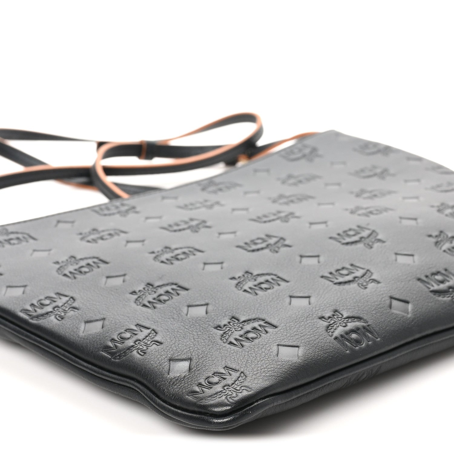 MCM Calfskin Ottomar Monogram Medium Crossbody Pouch Black 8 of 9