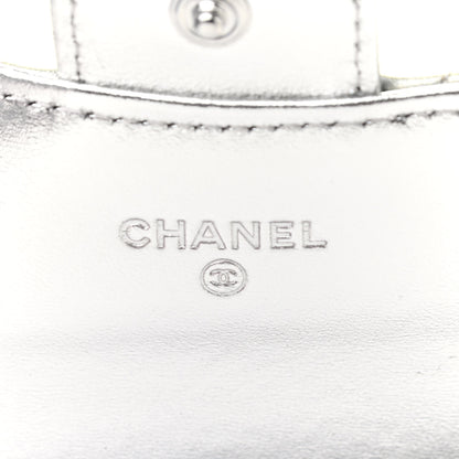 Chanel Gradient Metallic Calfskin Quilted Flap Card Holder Wallet Silver Blue Yellow Purple 6 of 8