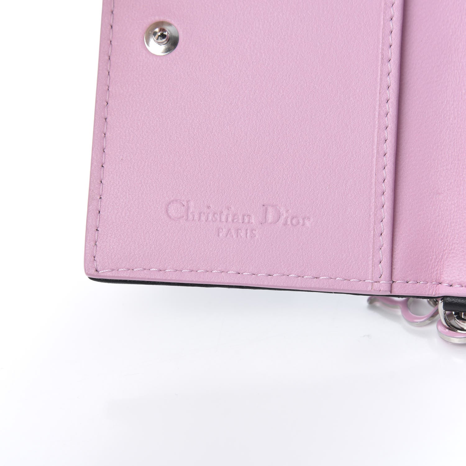 Christian Dior Lambskin Cannage Bi-Color Small Lady Dior Flap Card Holder Black Pink 6 of 8