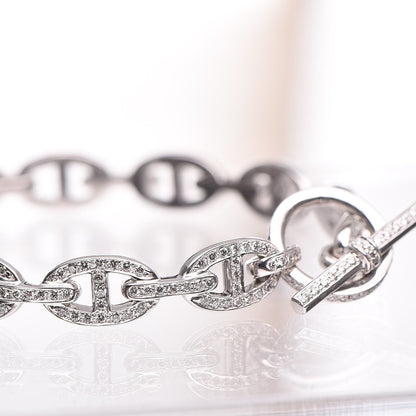 Hermes 18K White Gold Diamond PM Chaine d'Ancre Enchainee Bracelet SH 7 of 7