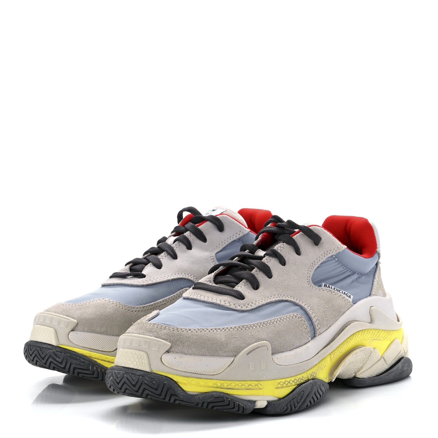 Balenciaga Nylon Suede Womens Triple S 2.0 Sneakers 38 Gris Bleu Rouge 3 of 9