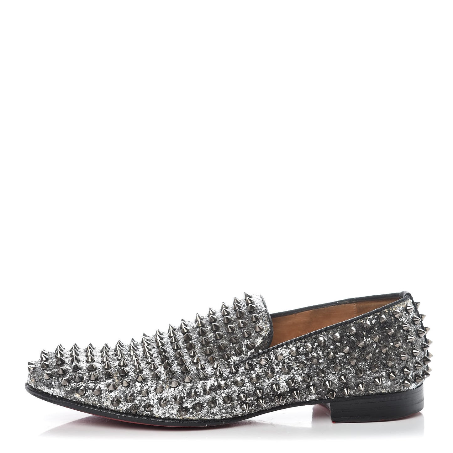 Glitter Mens Rollerboy Spikes Flat Loafers 43 Silver