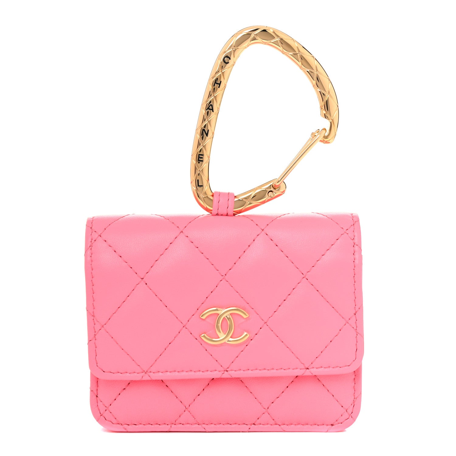 Chanel Lambskin Quilted CC Hook Card Holder Pink 1 of 11