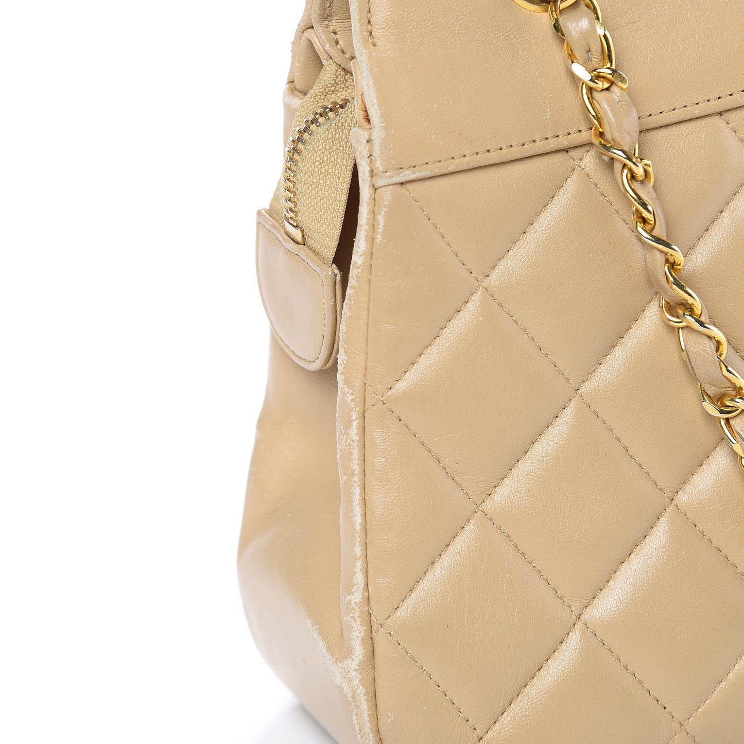 Lambskin Quilted Shoulder Bag Beige