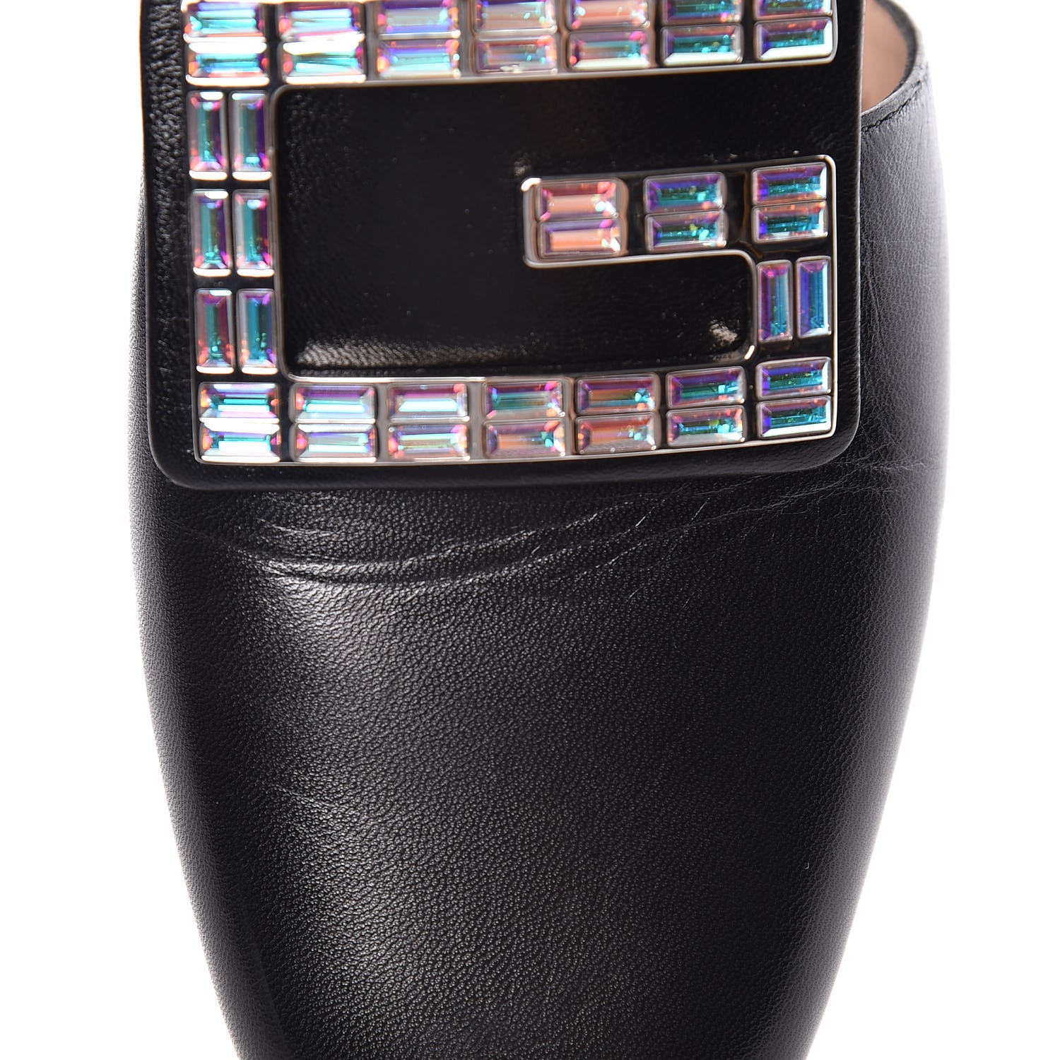 Gucci Malaga Kid Crystal Square G Madelyn Mules 35 Black 8 of 9
