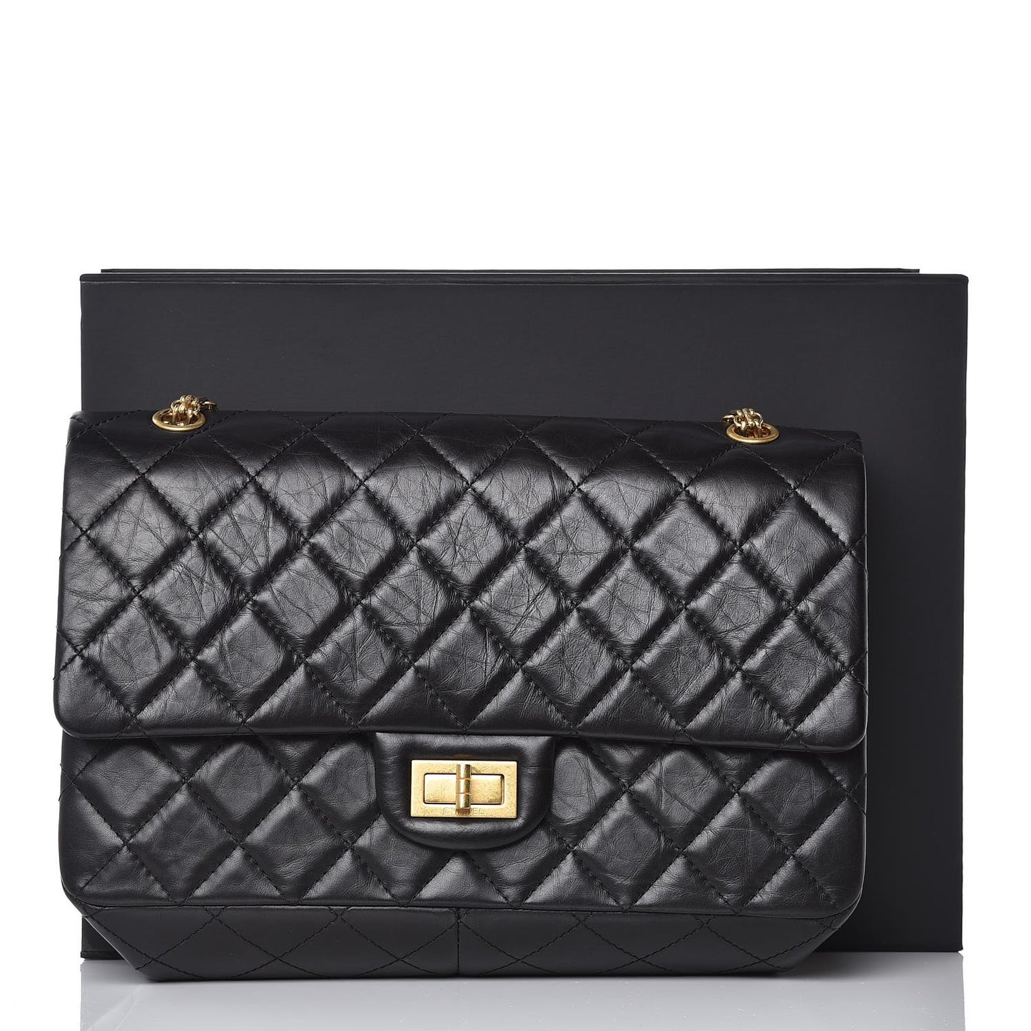 Aged Calfskin Quilted 2.55 Reissue 227 Flap Black