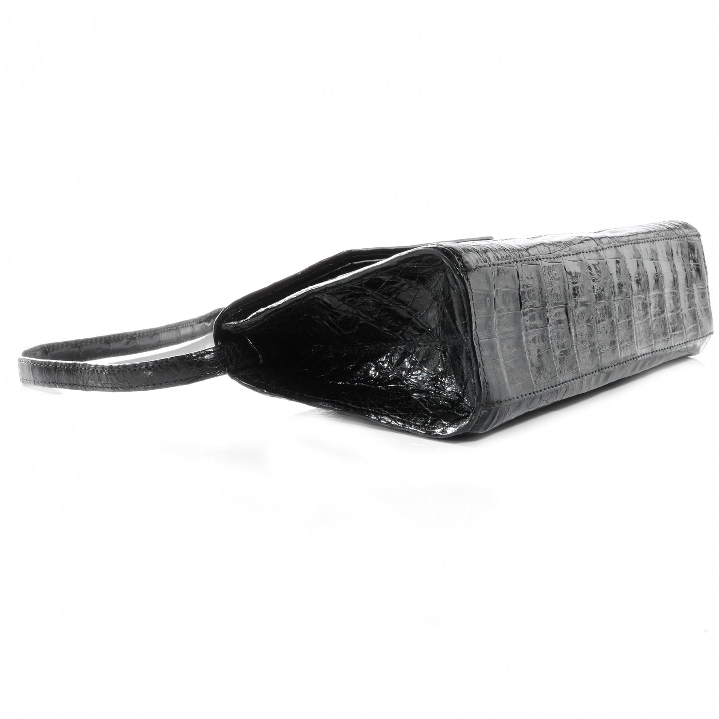 Crocodile Envelope Clutch Black
